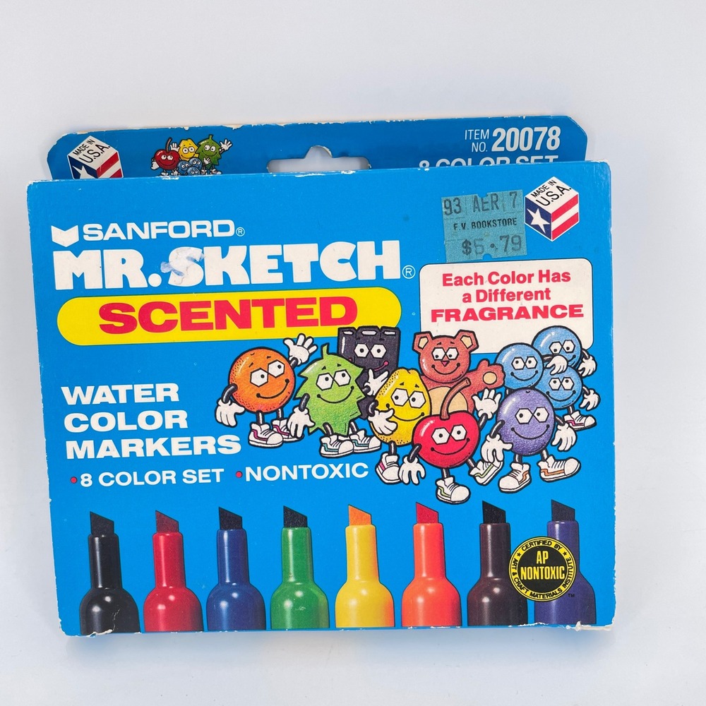 Sanford Mr Sketch Scented Water Color Markers 8 Set 20078 USA 1990s Potent